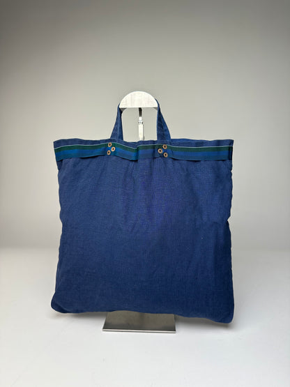 Vintage Comme des Garçons Cotton Canvas Tote Cobalt Blue Silver