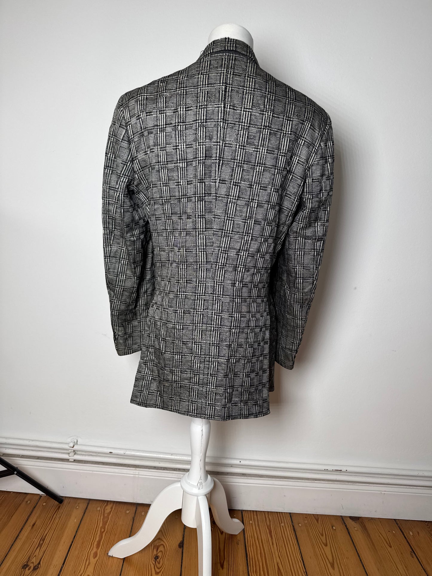 Vintage Balenciaga Checked Wool Blazer Grey White