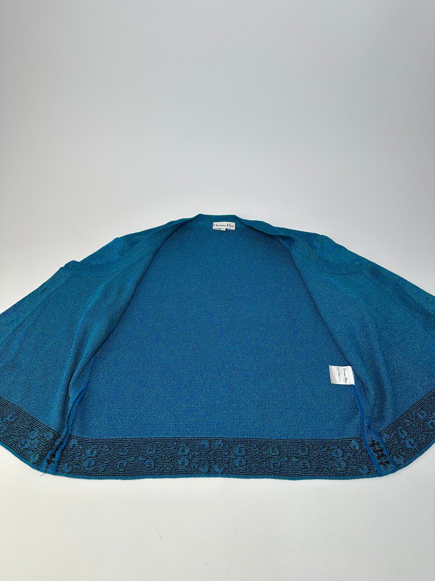 Vintage Dior Wool Cardigan Blue Green L