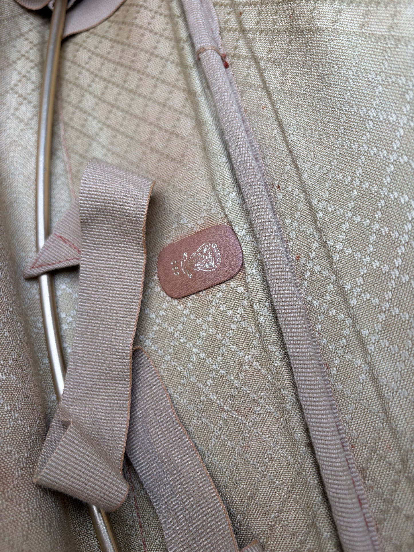Vintage Gucci Web Stripe Canvas Travel Bag Beige Brown