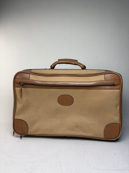 Vintage Gucci Web Stripe Canvas Travel Bag Beige Brown