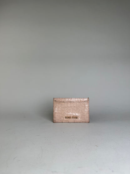 Vintage Miu Miu Crocodile-Embossed Card Holder Pale Pink