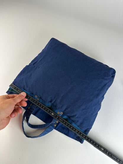 Vintage Comme des Garçons Cotton Canvas Tote Cobalt Blue Silver