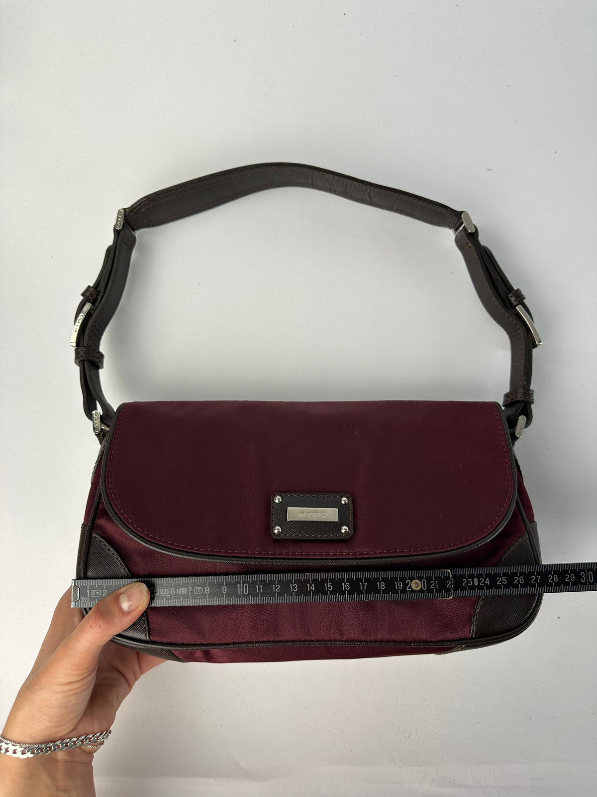 Vintage Etro Paisley Nylon Flap Crossbody Bag Early 2000s Burgundy