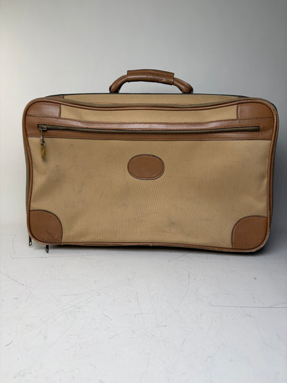Vintage Gucci Web Stripe Canvas Travel Bag Beige Brown