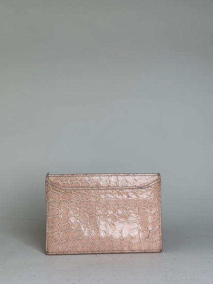 Vintage Miu Miu Crocodile-Embossed Card Holder Pale Pink