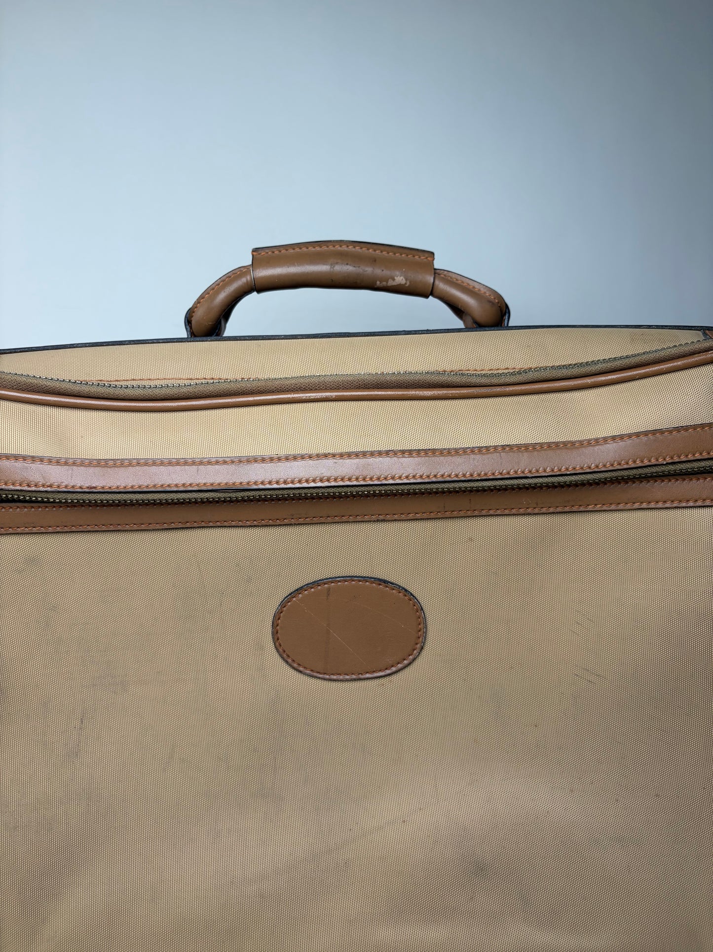 Vintage Gucci Web Stripe Canvas Travel Bag Beige Brown