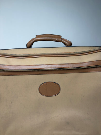 Vintage Gucci Web Stripe Canvas Travel Bag Beige Brown