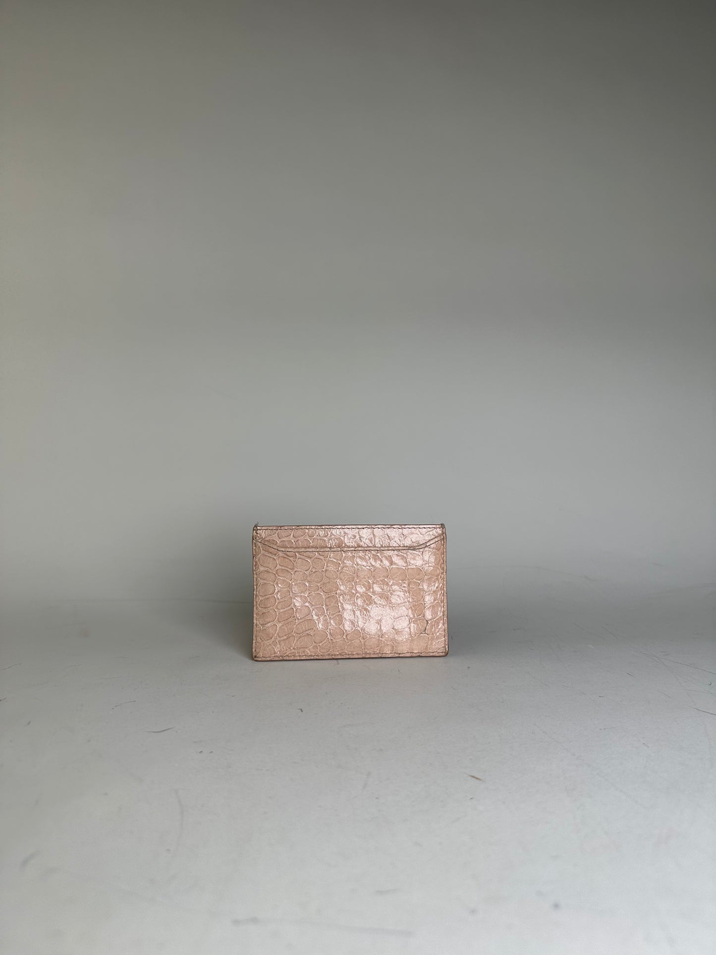 Vintage Miu Miu Crocodile-Embossed Card Holder Pale Pink