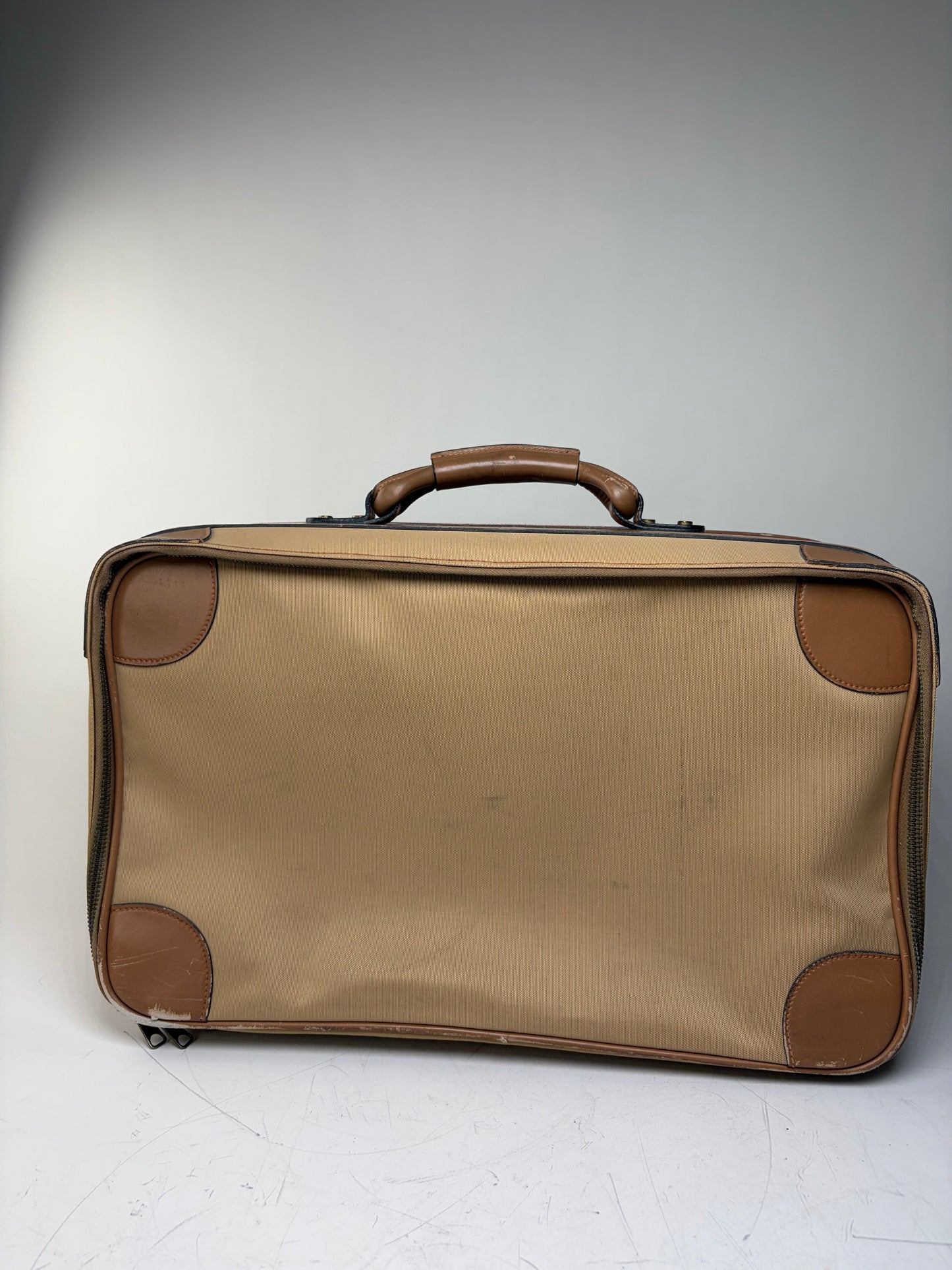 Vintage Gucci Web Stripe Canvas Travel Bag Beige Brown