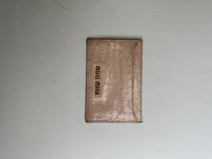 Vintage Miu Miu Crocodile-Embossed Card Holder Pale Pink