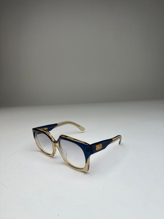 Vintage Celine Acetate Eyeglasses Navy Beige Gold Logo