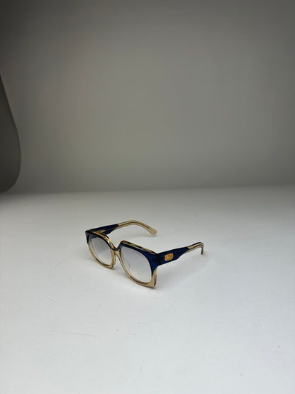 Vintage Celine Acetate Eyeglasses Navy Beige Gold Logo