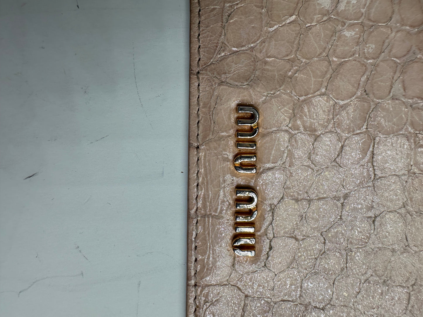 Vintage Miu Miu Crocodile-Embossed Card Holder Pale Pink