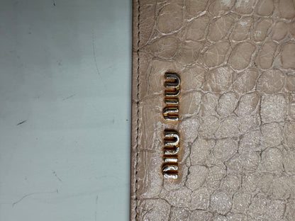 Vintage Miu Miu Crocodile-Embossed Card Holder Pale Pink