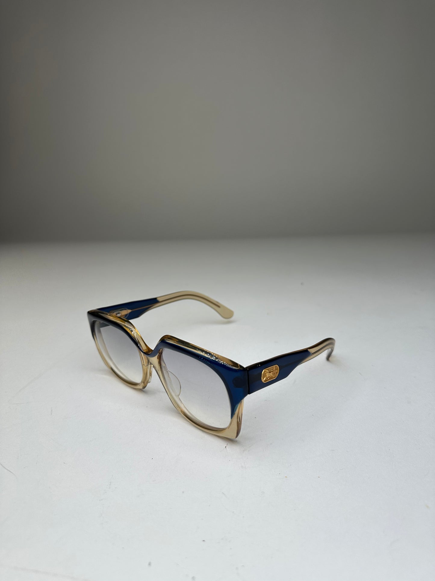 Vintage Celine Acetate Eyeglasses Navy Beige Gold Logo