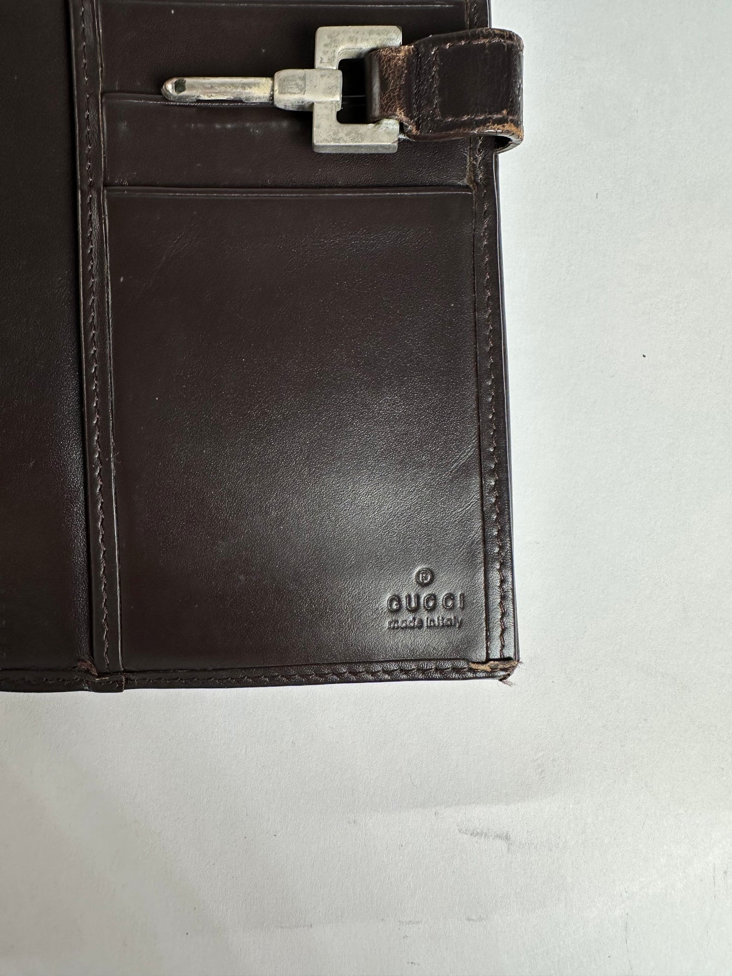 Vintage Gucci Monogram Long Jackie Wallet Beige Brown