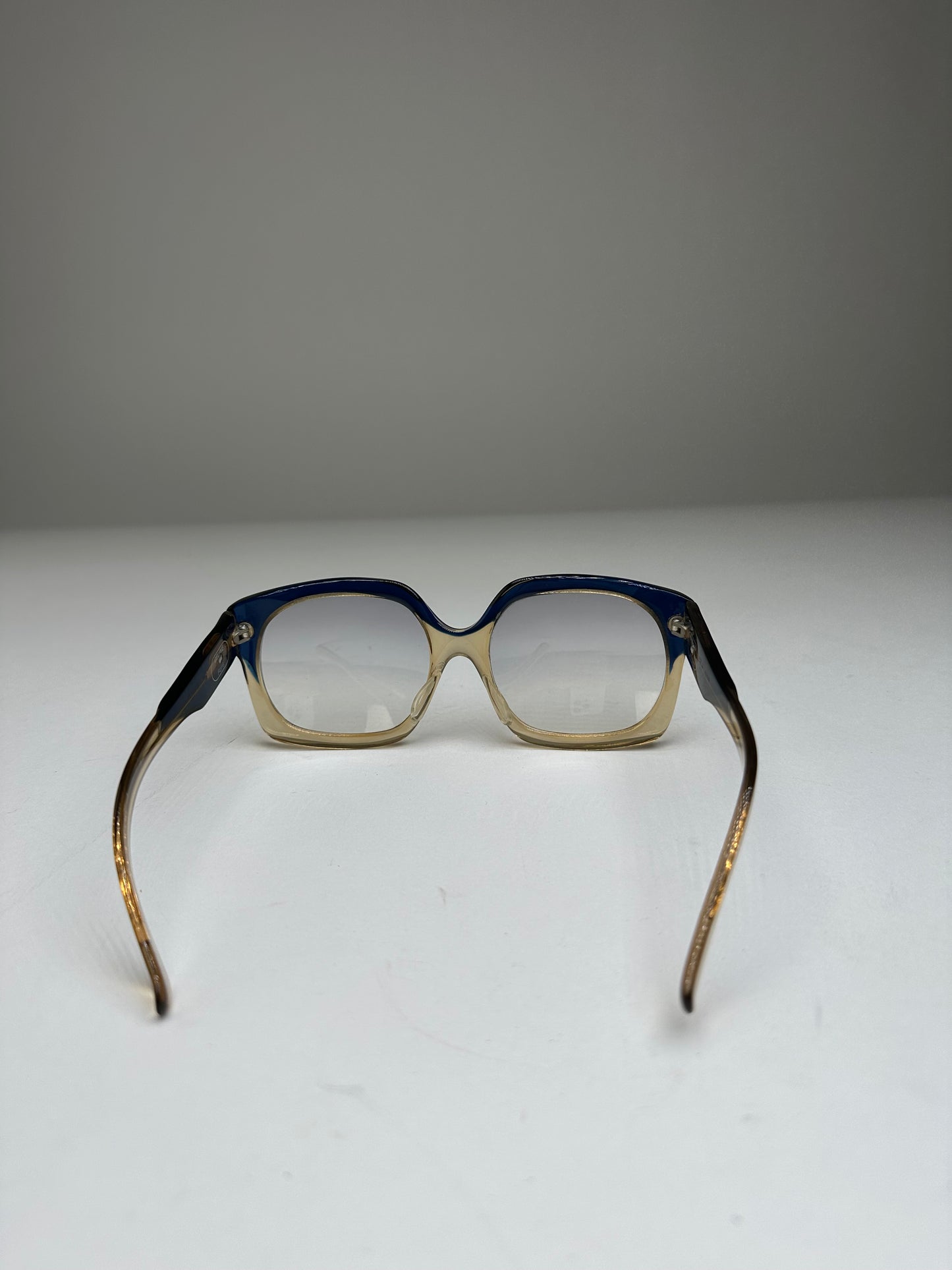 Vintage Celine Acetate Eyeglasses Navy Beige Gold Logo