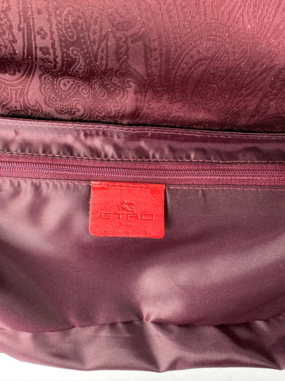 Vintage Etro Paisley Nylon Flap Crossbody Bag Early 2000s Burgundy