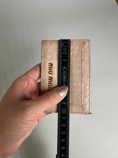 Vintage Miu Miu Crocodile-Embossed Card Holder Pale Pink