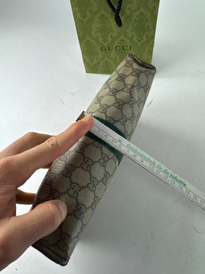 Vintage Gucci Monogram Leather Clutch Grey Brown