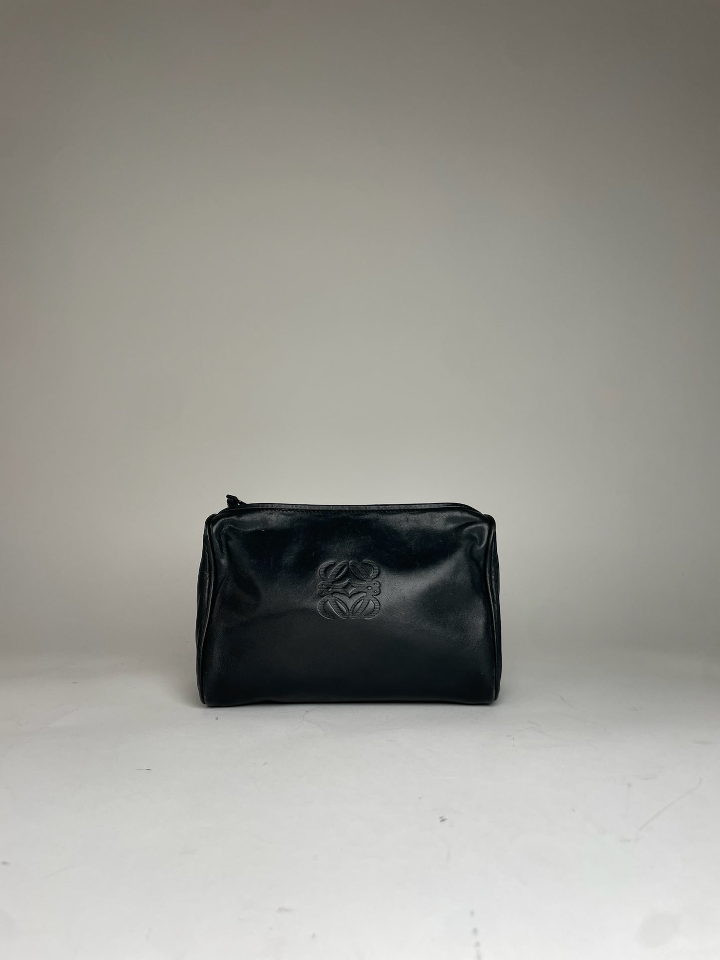 Vintage Loewe Madrid Anagram Leather Clutch Black