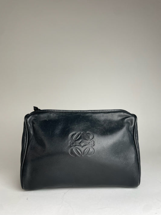 Vintage Loewe Madrid Anagram Leather Clutch Black