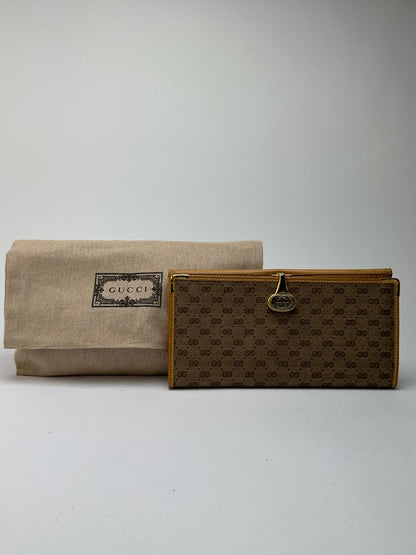 Vintage Gucci GG Plus Bifold Wallet Late 1970s Brown Beige