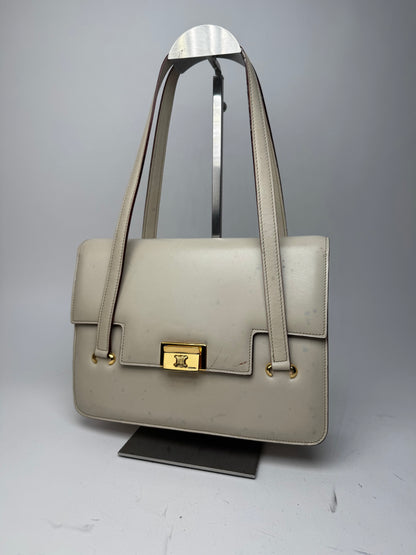 Vintage Celine Leather Handbag White