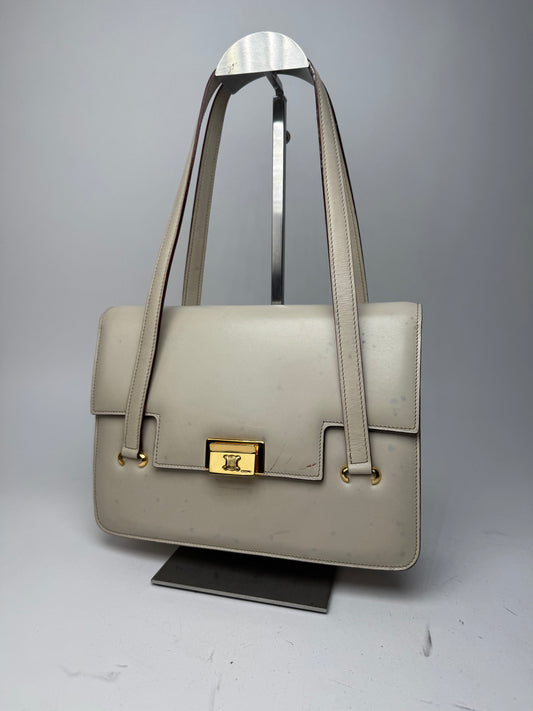 Vintage Celine Leather Handbag White