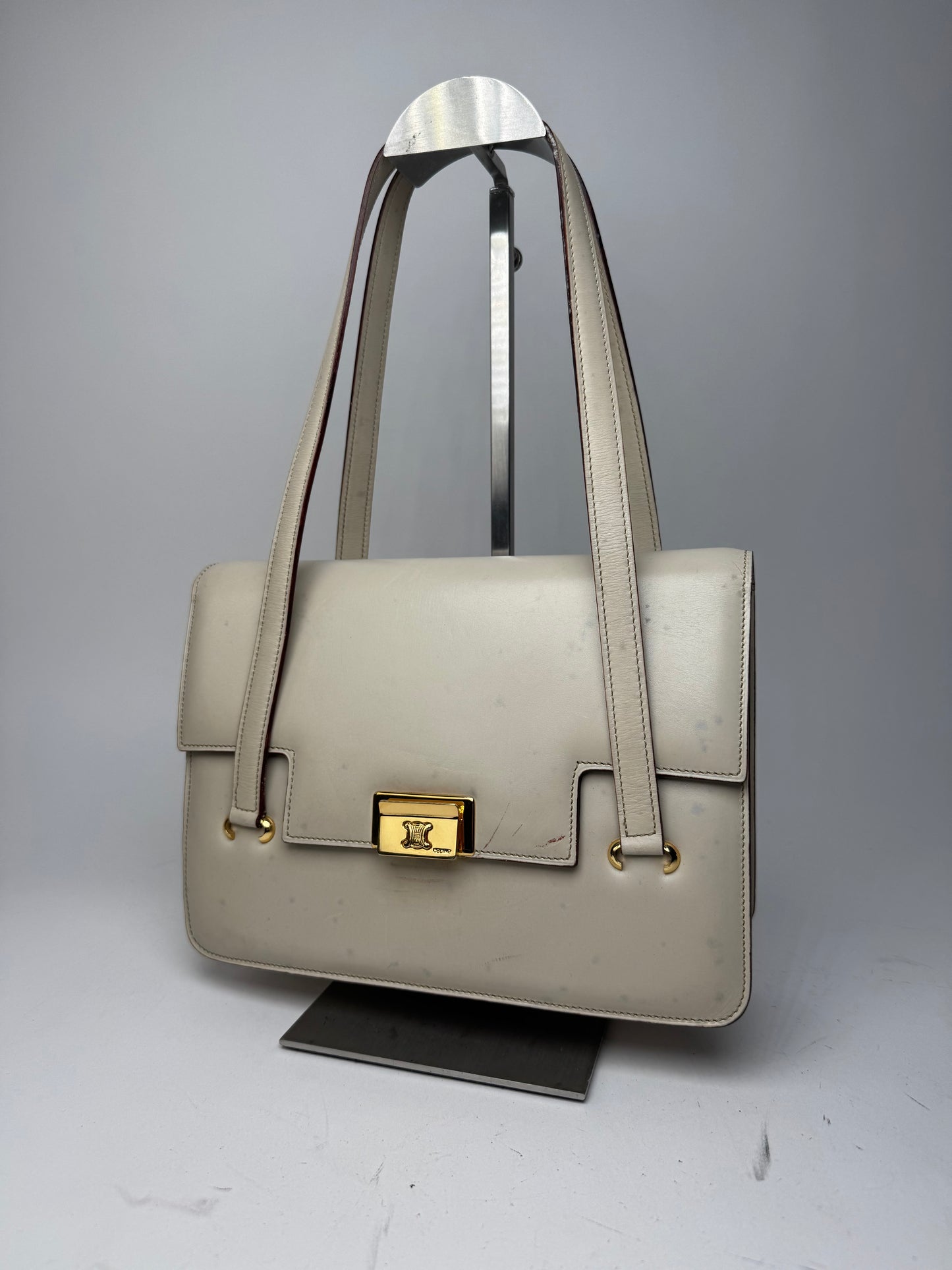 Vintage Celine Leather Handbag White