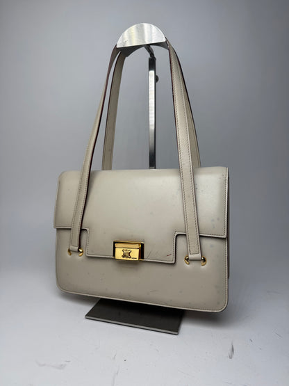 Vintage Celine Leather Handbag White