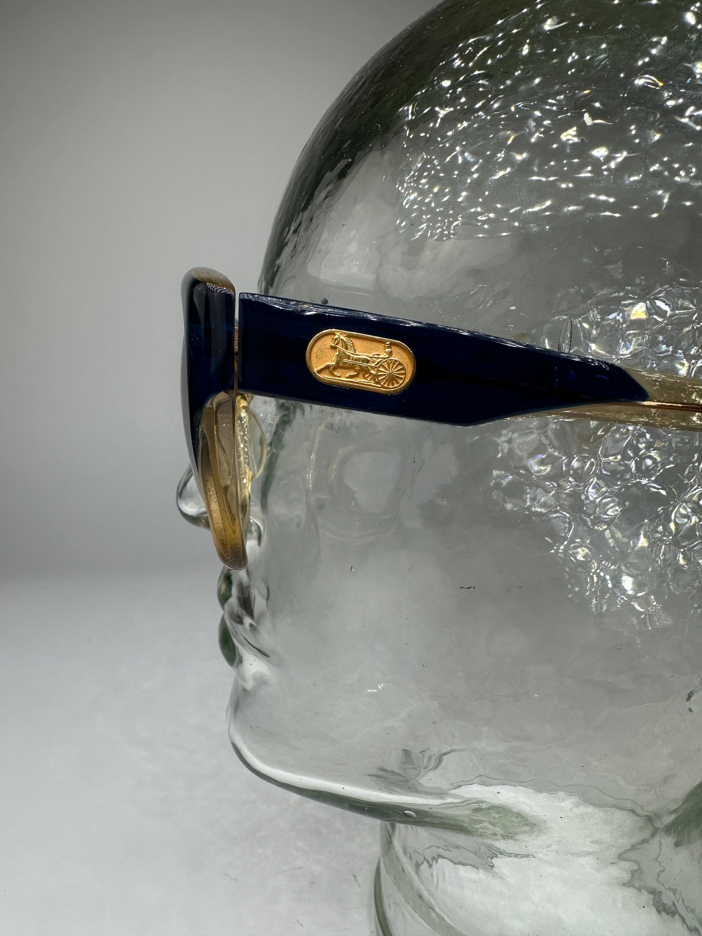 Vintage Celine Acetate Eyeglasses Navy Beige Gold Logo