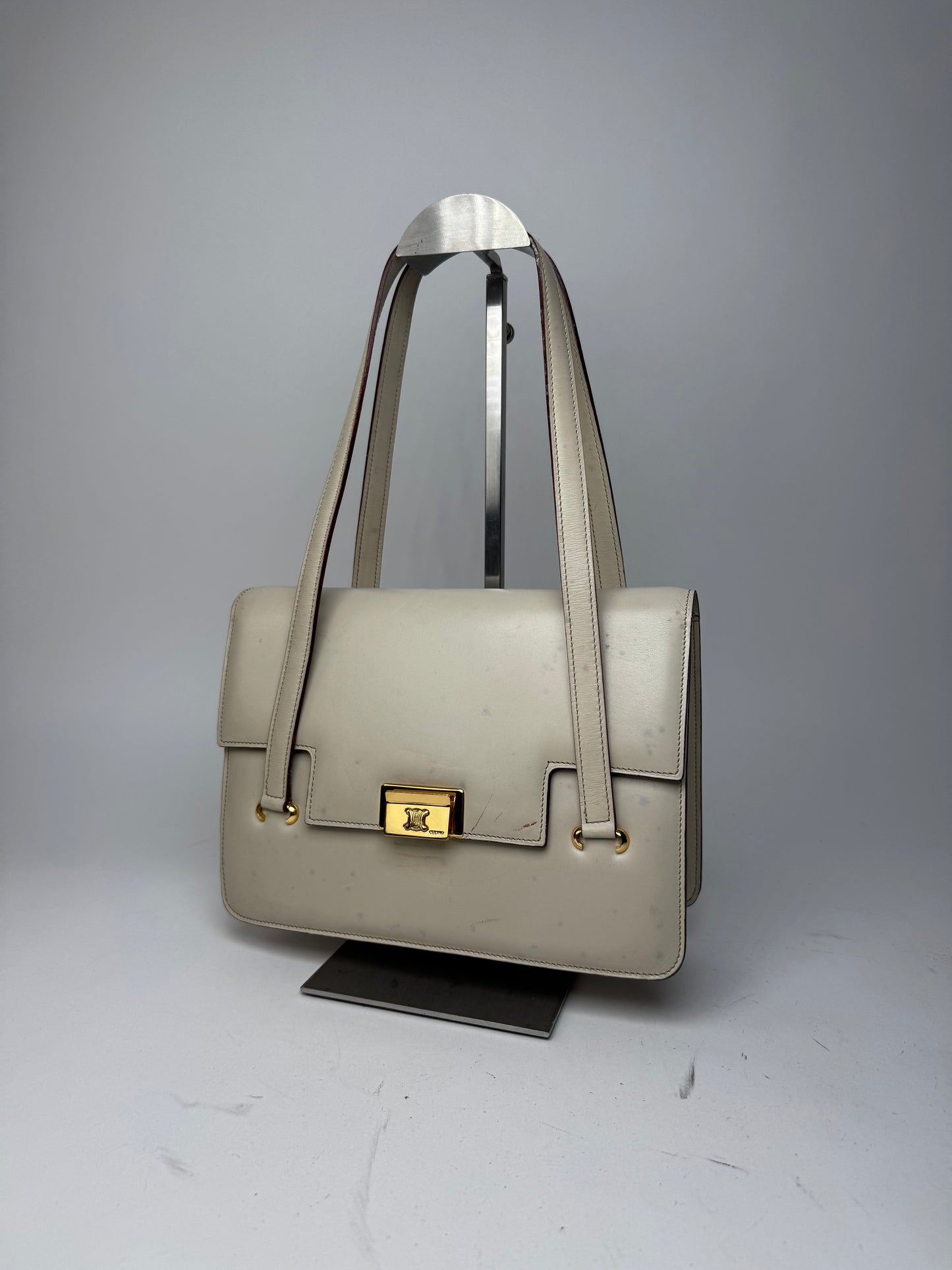Vintage Celine Leather Handbag White