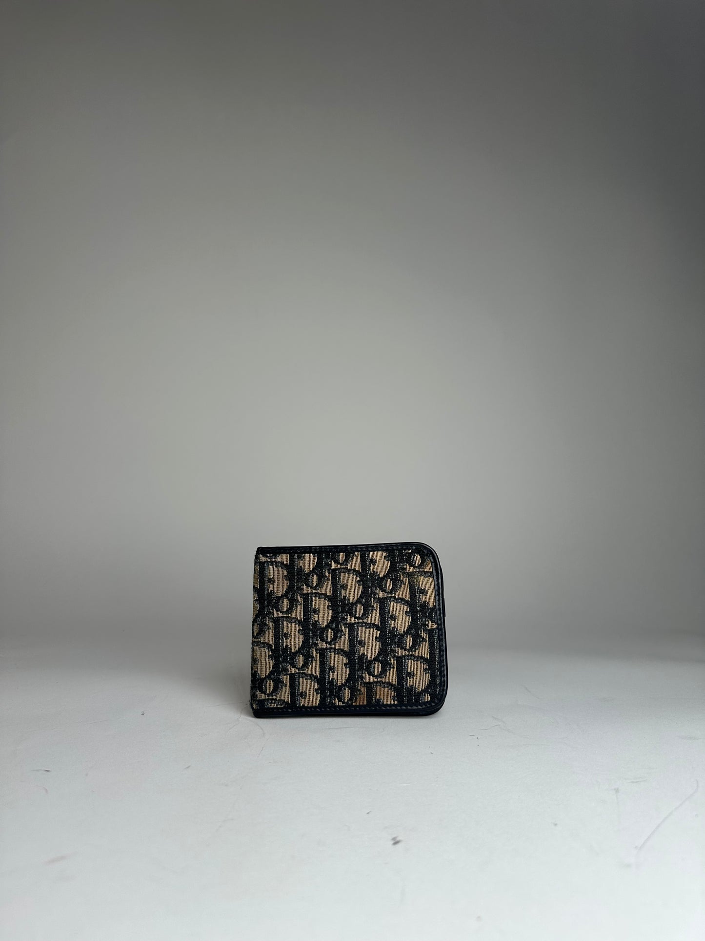 Vintage Dior Oblique Monogram Wallet Beige Navy