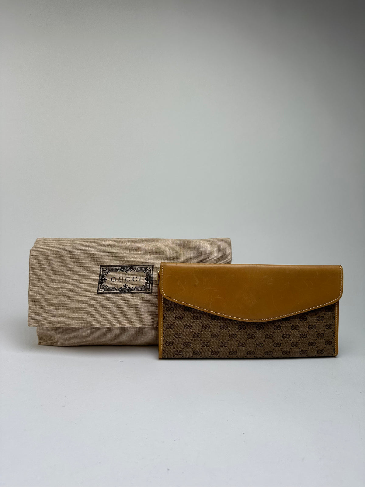 Vintage Gucci GG Plus Bifold Wallet Late 1970s Brown Beige