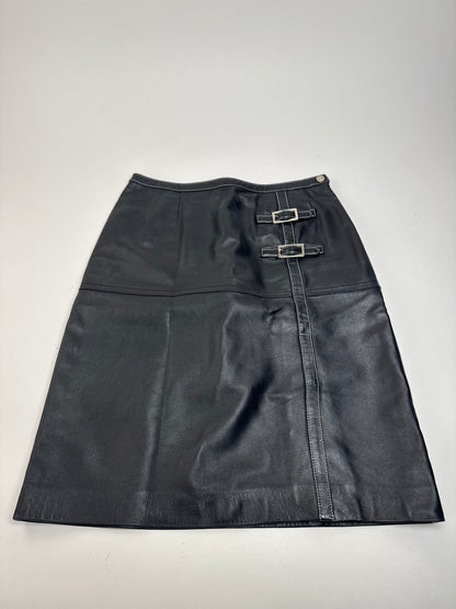 Vintage Courreges Leather Skirt Black