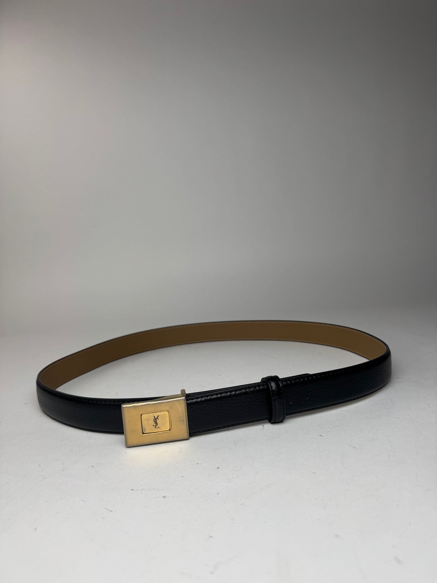 Vintage Yves Saint Laurent Leather Belt black