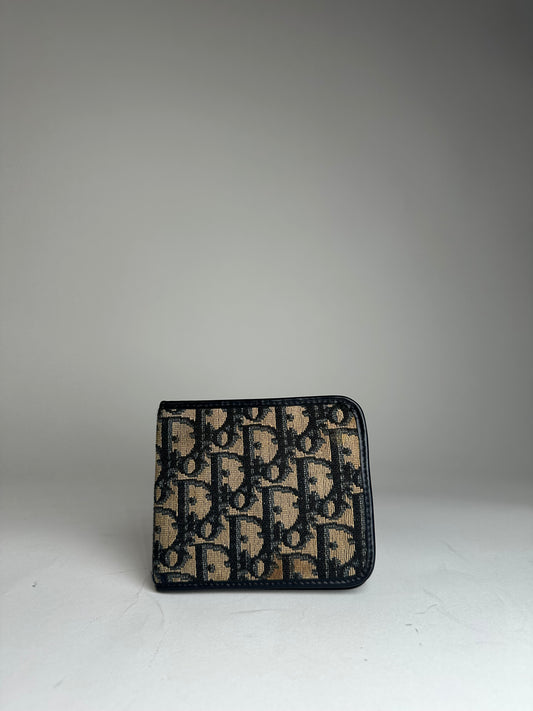 Vintage Dior Oblique Monogram Wallet Beige Navy