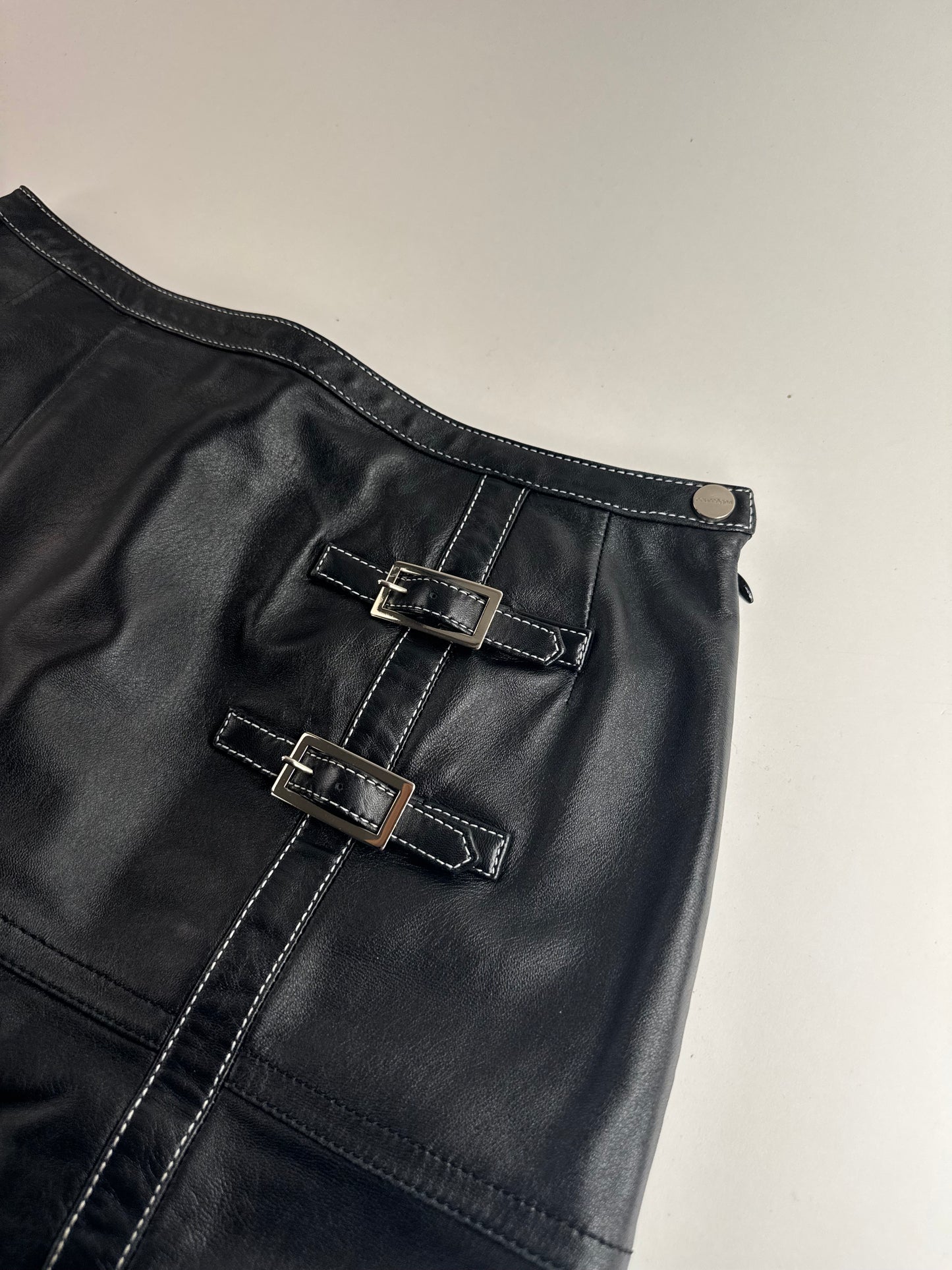 Vintage Courreges Leather Skirt Black