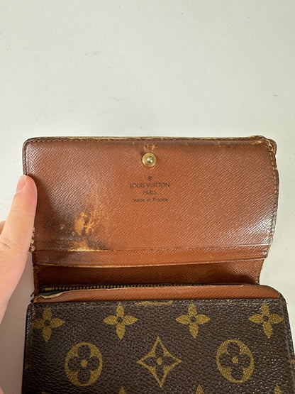 Vintage Louis Vuitton Leather Monogram Wallet Brown