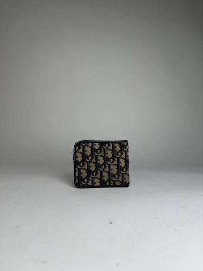 Vintage Dior Oblique Monogram Wallet Beige Navy