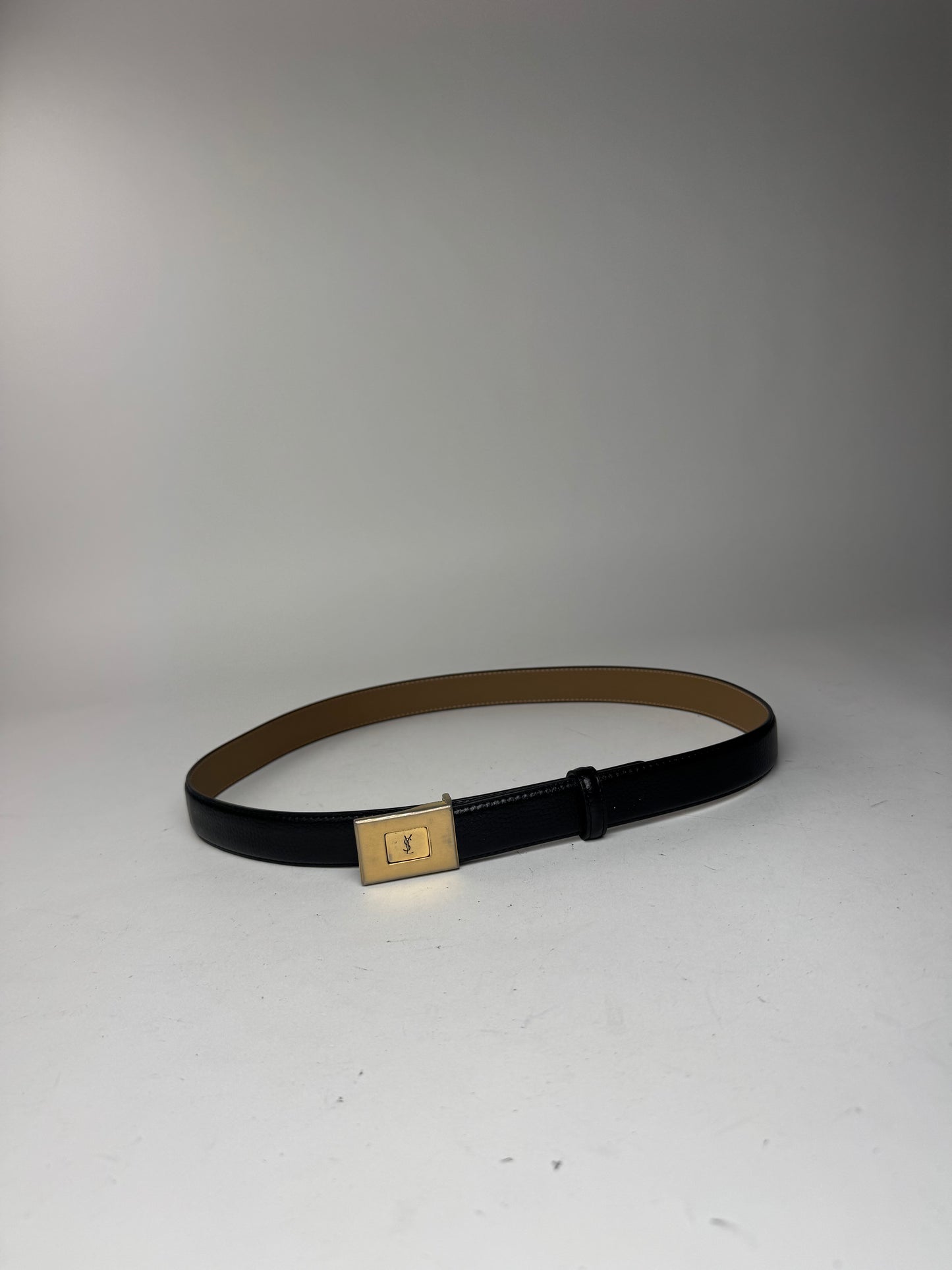 Vintage Yves Saint Laurent Leather Belt black