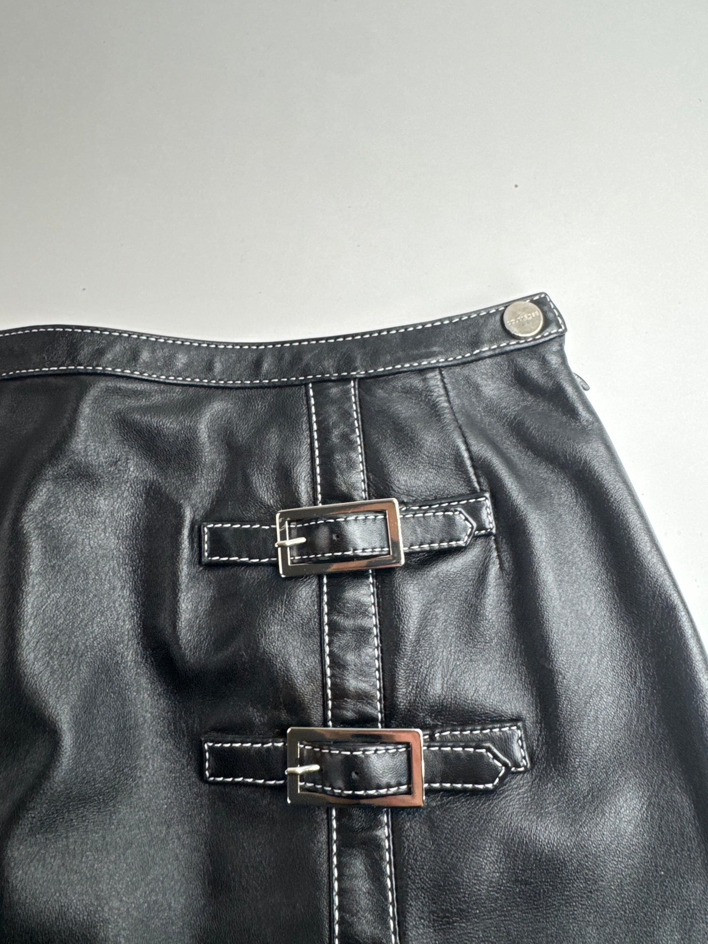 Vintage Courreges Leather Skirt Black