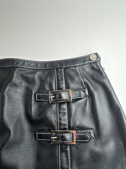 Vintage Courreges Leather Skirt Black