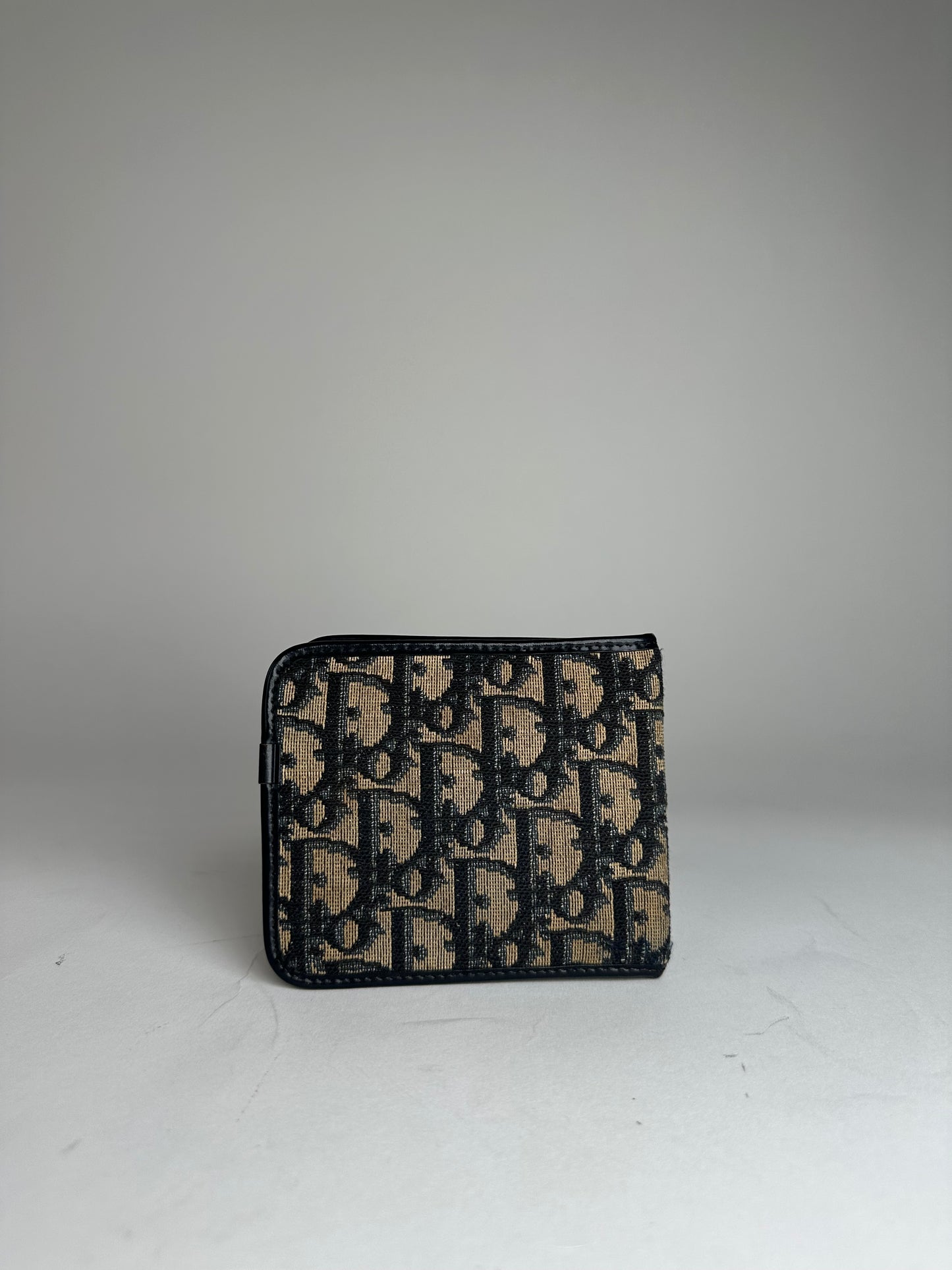 Vintage Dior Oblique Monogram Wallet Beige Navy