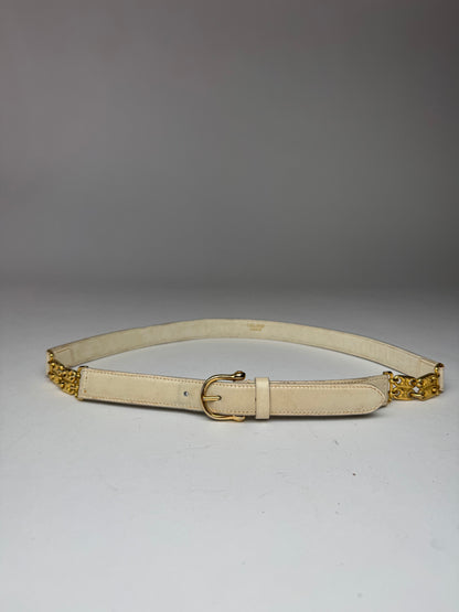 Vintage Celine Paris Leather Belt white