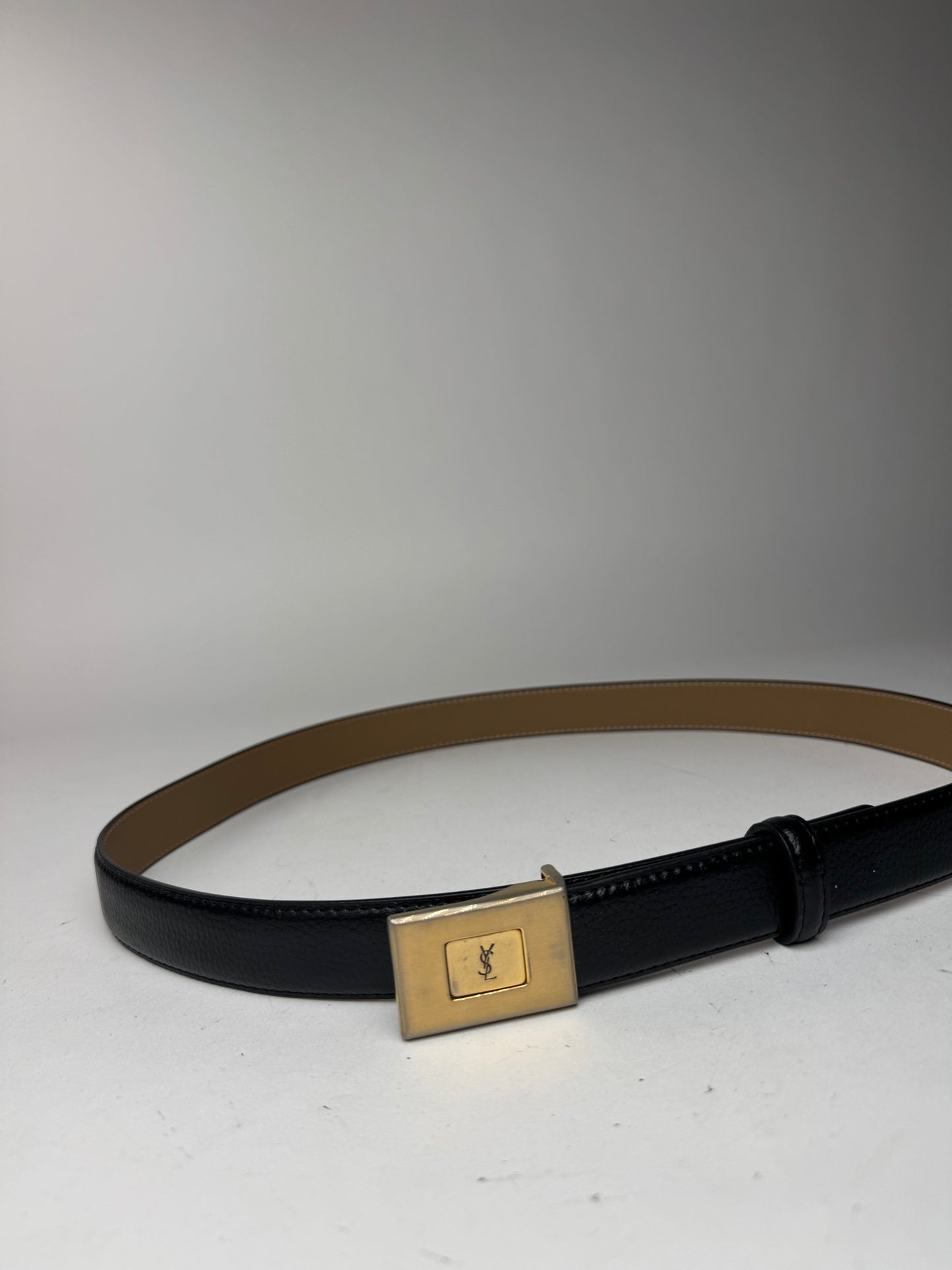 Vintage Yves Saint Laurent Leather Belt black