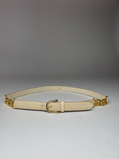 Vintage Celine Paris Leather Belt white