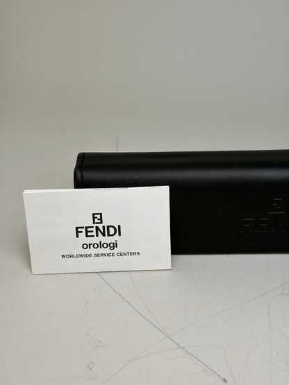 Vintage Fendi Stainless Steel Leather Strap Watch Silver Black